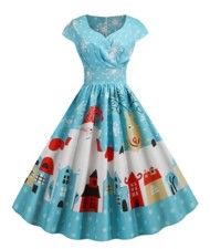 Julekjole: Santa dress, Christmas town, mint